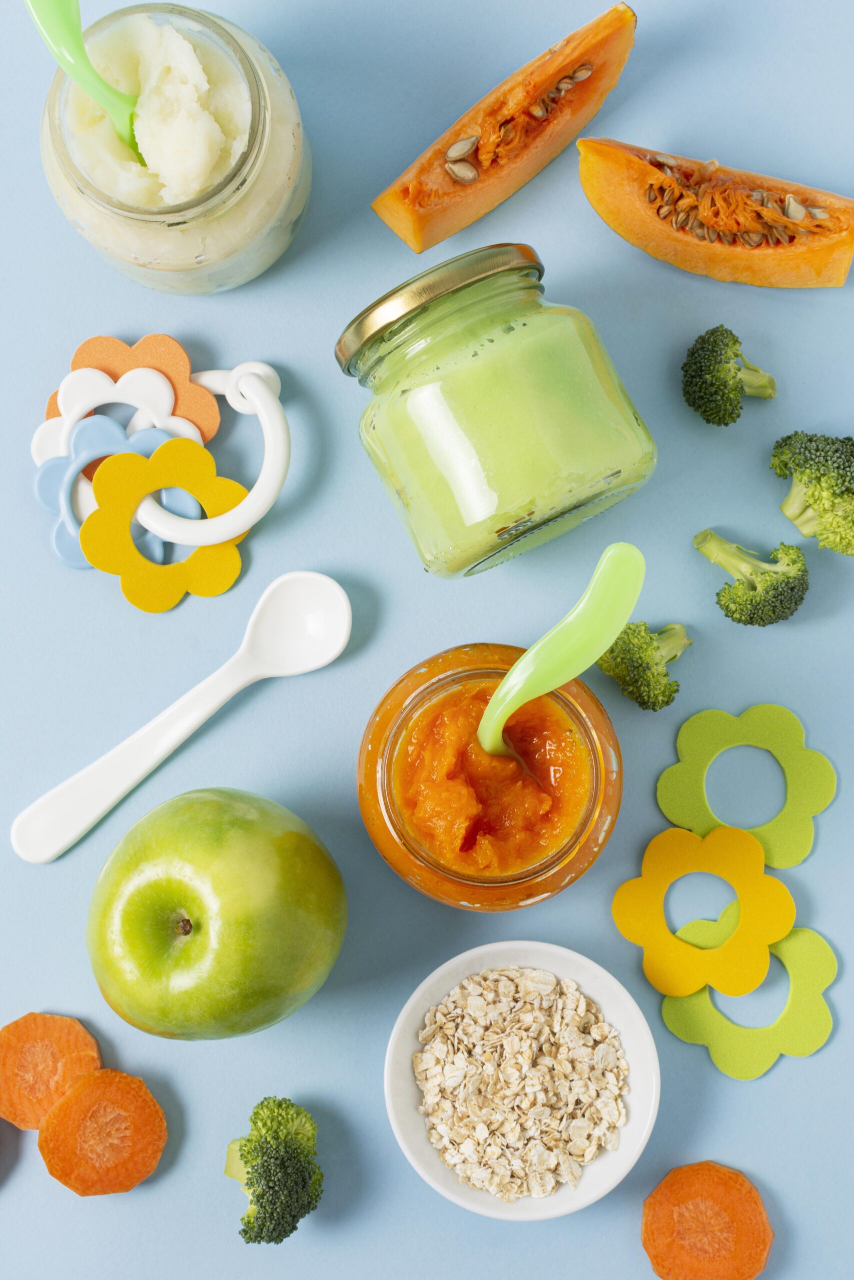 homemade baby food flat lay